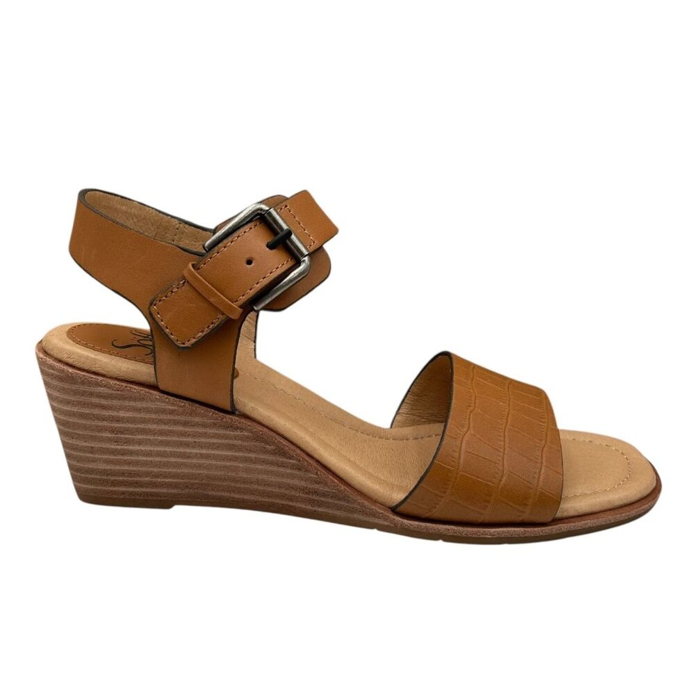 Sofft Garin Women’s Wedge Sandals Size 8.5‎ Brown Open-toe Hook & loop Closure